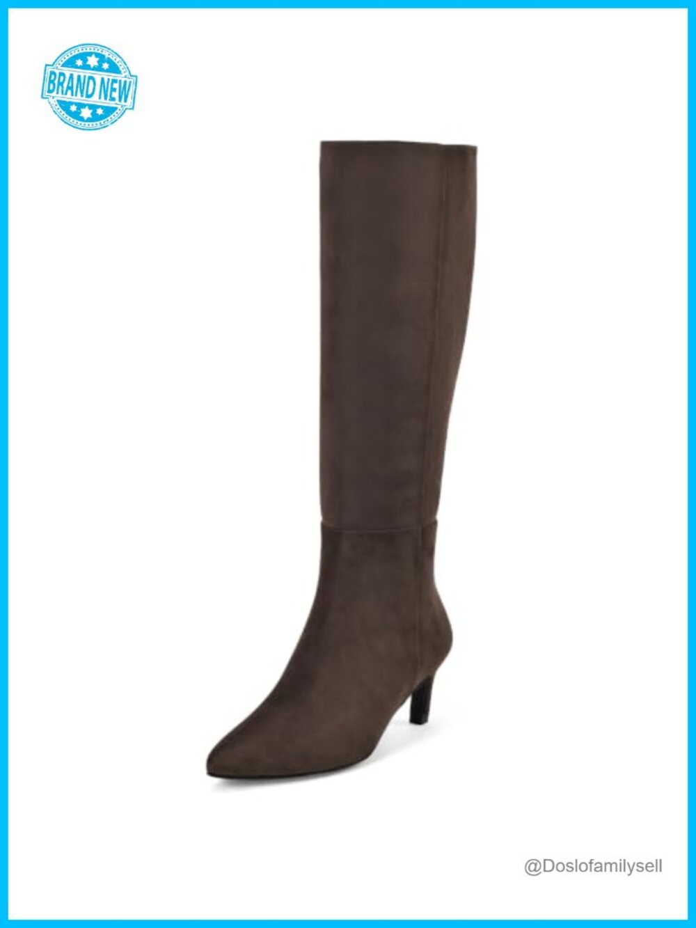 Women's Knee High Boots Pointed Toe Kitten Heel Side Zip